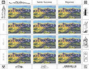 Feuille de 12 timbres - Sainte-Suzanne - Mayenne - Lettre Verte