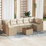 vidaXL Ensemble de canapé de jardin 8 Pièces Beige  blanc