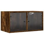vidaXL Armoire murale avec portes en verre chêne fumé 68 5x37x35 cm
