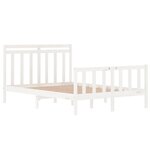 vidaXL Cadre de lit Blanc Bois massif 135x190 cm Double