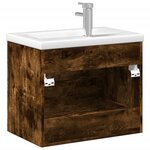 vidaXL Armoire lavabo de salle de bain avec bassin intégré chêne fumé