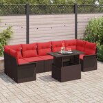 vidaXL Ensemble de canapé de jardin 8 Pièces Marron polyrotin