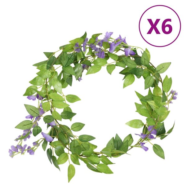 vidaXL Guirlandes de fleurs 6 Pièces violet 200 cm