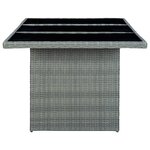 vidaXL Table de jardin Gris clair Résine tressée et verre trempé