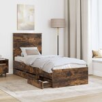 vidaXL Cadre de lit avec tiroir Chêne fumé 75 x 190 cm Bois Ingénierie