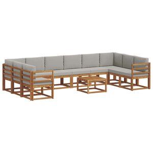vidaXL Ensemble de canapés d'extérieur 11 Pièces Gris Naturel et Clair