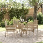 vidaXL Ensemble de salle à manger pour jardin 5 Pièces Beige Poly rotin