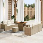 vidaXL Ensemble de canapé de jardin 9 Pièces Beige Poly rotin
