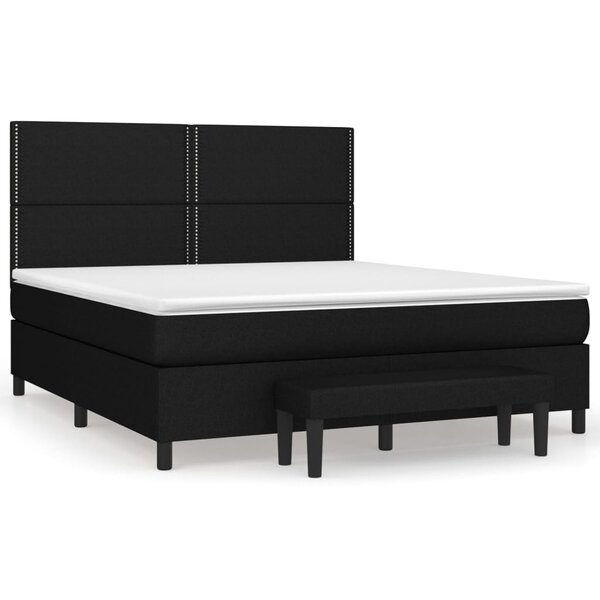 vidaXL Sommier à lattes de lit avec matelas Noir 180x200 cm Tissu