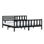 vidaXL Cadre de lit sans matelas noir bois massif 200x200 cm