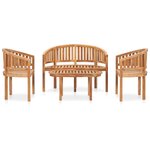 vidaXL Salon de jardin 4 Pièces en forme de banane Bois de teck solide