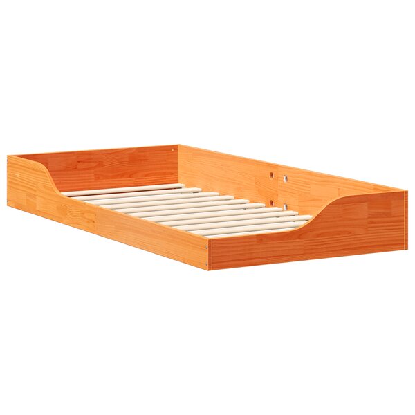 vidaXL Cadre de lit surélevé Marron cire 75 x 190 cm