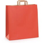 Sac kraft rouge à poignées plates raja 22 x 28 x 10 cm (lot de 50)