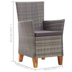 vidaXL Chaises de jardin lot de 2 avec coussins Résine tressée Gris
