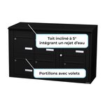 Bloc collectif Leabox  3x2  grade 3  simple face  extérieur  mural  noir 9005 finition brillante