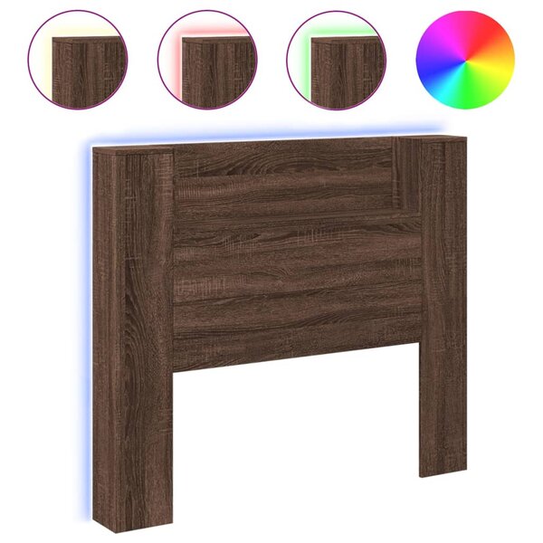 vidaXL Armoire tête de lit avec LED chêne marron 120x16 5x103 5 cm