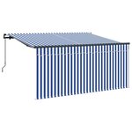 vidaXL Auvent Rétractable Bleu et Blanc 300 x 200 cm
