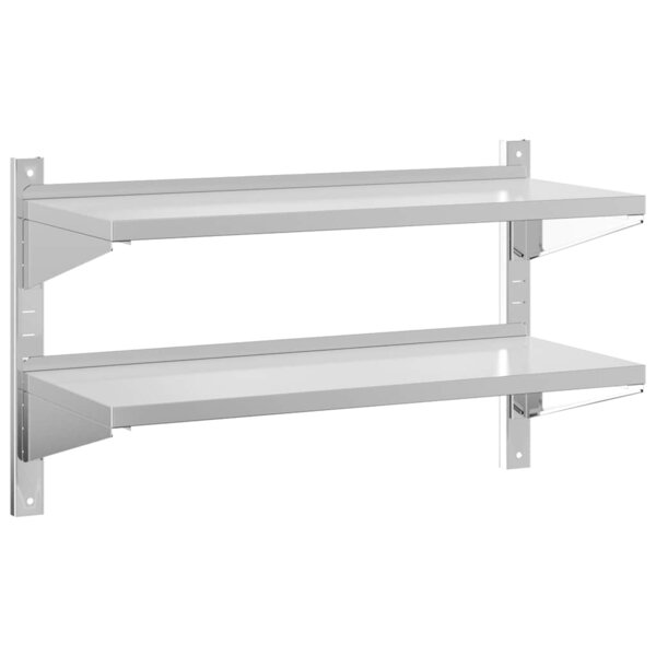 vidaXL Étagère murale à 2 niveaux 100x40x60cm argenté acier inoxydable