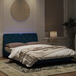 vidaXL Cadre de lit avec lumières LED bleu 140x190 cm velours