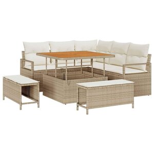 vidaXL Ensemble de canapé de jardin avec coussin 8 Pièces Beige et crème