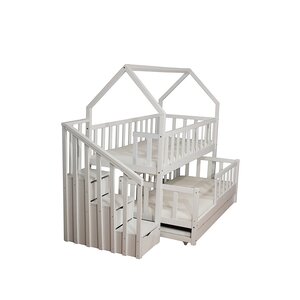 Lit cabane mi-haut pin blanc