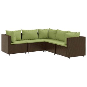 vidaXL Salon de jardin 5 Pièces avec coussins Marron Résine tressée
