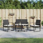 vidaXL Ensemble à manger de jardin avec coussins 5 Pièces noir rotin PP