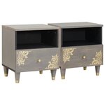 vidaXL Cabinet de chevet avec tiroir 2 Pièces Gris 40 x 33 x 46 cm