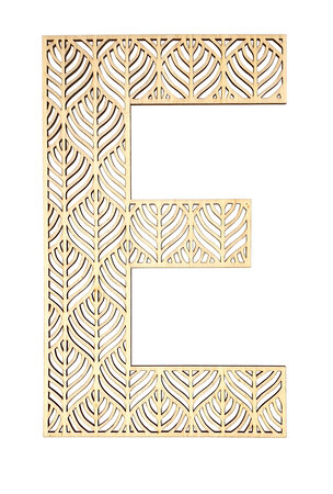 Lettre E en bois Alphabet géant ajouré 24 cm