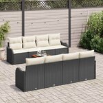 vidaXL Ensemble de canapé de jardin 9 Pièces Noir et blanc