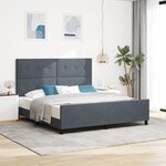Cadre de lit vidaXL Gris foncé 180x200 cm Velours