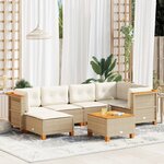 vidaXL Salon de jardin avec coussins 7 Pièces beige résine tressée