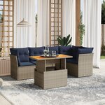vidaXL Salon de jardin 5 Pièces avec coussins gris résine tressée