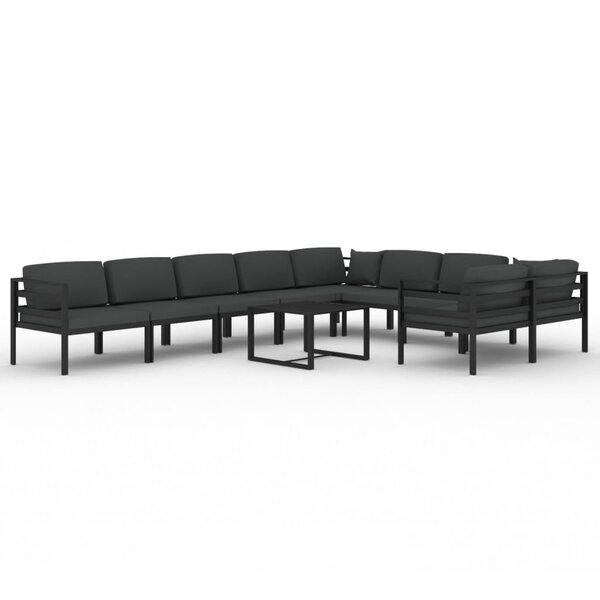 Salon de jardin meuble d'extérieur ensemble de mobilier 10 pièces avec coussins aluminium anthracite 02_0014963