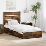vidaXL Lit de Rangement Chêne fumé 75 x 190 cm Bois d'ingénierie