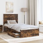 vidaXL Cadre de lit Chêne fumé 90 x 190 cm Bois d'ingénierie