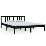 vidaXL Cadre de lit Noir Bois massif 150x200 cm Très grand