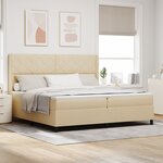 vidaXL Lit box avec matelas crème 200 x 200 cm en tissu.