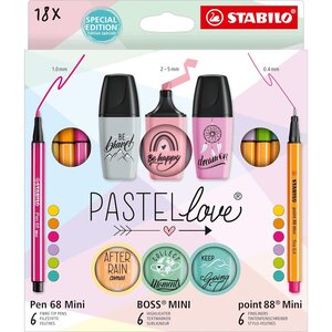 Kit écriture Mini World Pastellove étui de 18 STABILO