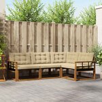 vidaXL Ensemble de canapés d'extérieur 4 Pièces Naturel et Beige