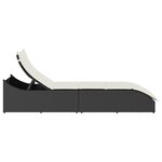 vidaXL Chaise longue pliante coussin et rangement noir résine tressée