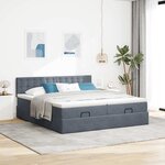 vidaXL Cadre de lit ottoman avec matelas gris foncé 200x200 cm velours