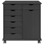 vidaXL Cabinet roulant Gris 63 5 x 39 x 65 5 cm Bois de Pin Massif