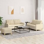 vidaXL Ensemble de canapés 3 Pièces avec coussins Crème Tissu