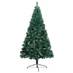 vidaXL Sapin de Noël artificiel pré-éclairé moitié/support vert 210 cm