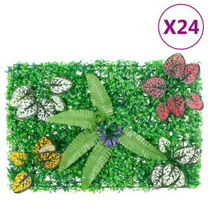 vidaXL Clôture à plantes artificielles 24 Pièces vert 40x60 cm
