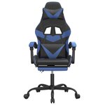 vidaXL Chaise de jeu avec repose-pied Noir et bleu Similicuir