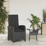 vidaXL Chaise inclinable de jardin avec coussins noir résine tressée
