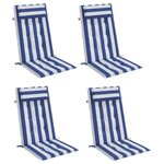 vidaXL Coussins de chaise à dossier haut lot de 4 rayures bleu/blanc