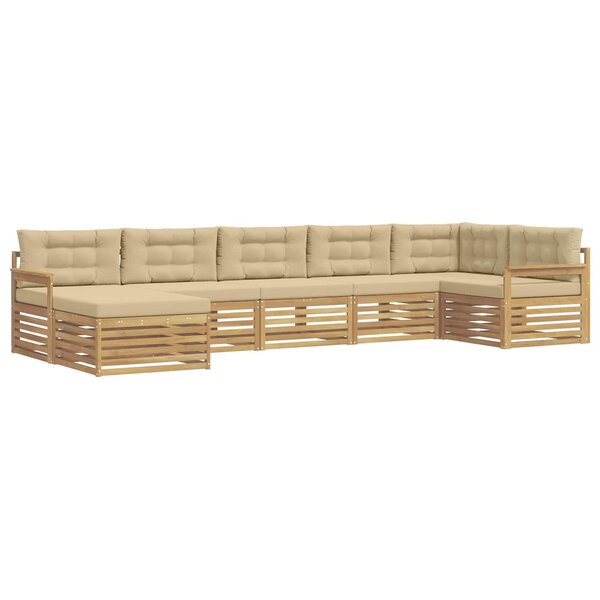 vidaXL Ensemble de canapés d'extérieur 7 Pièces Blanc et Beige